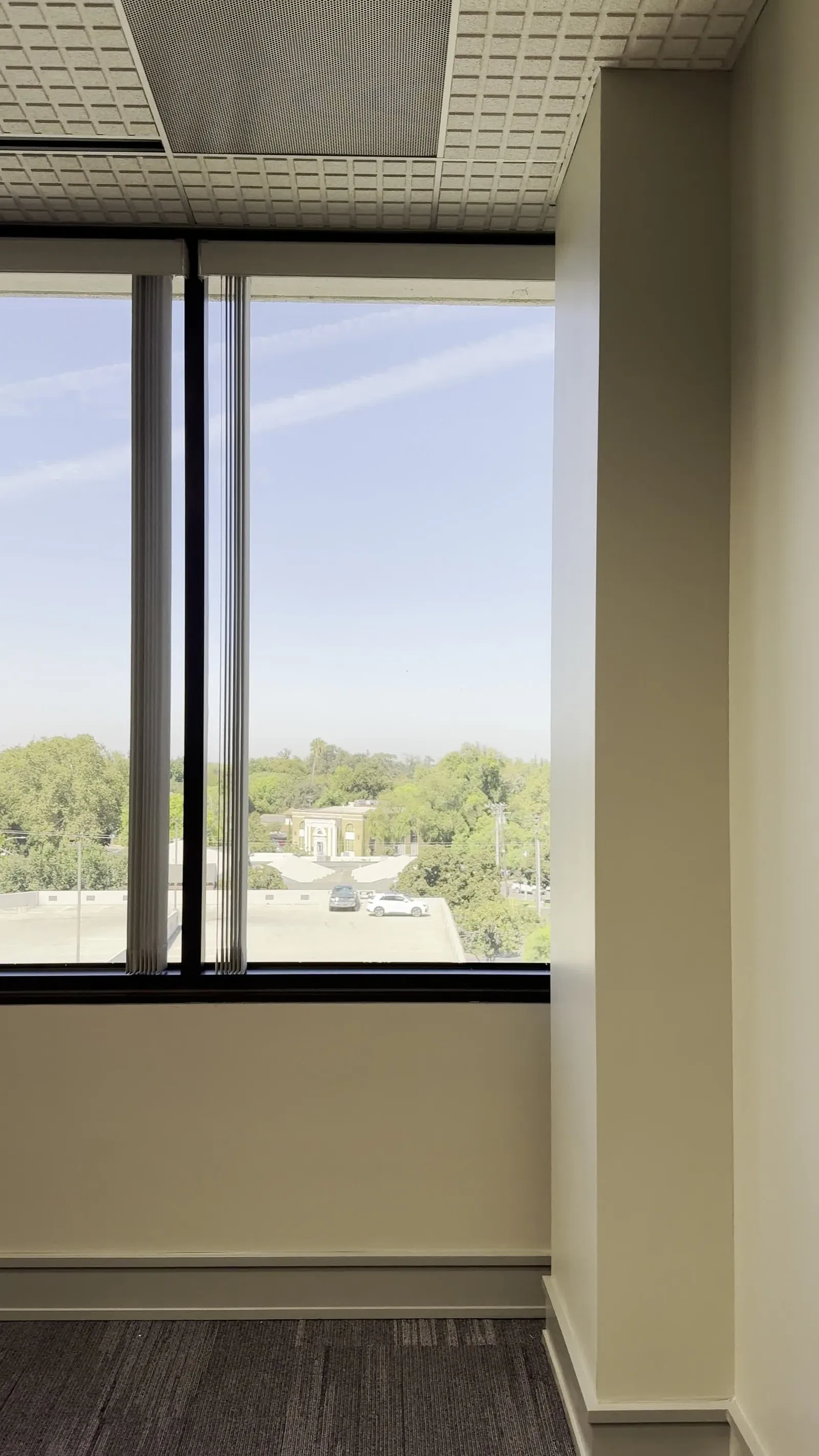 Walkthrough of a Modesto office interior after commercial window film installation